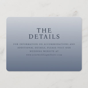 Recepción Tarjeta de Detalles de Boda Minimalista Azul Tranq
