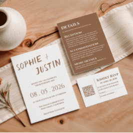Recepción Tarjeta de Detalles de Boda Minimalista Boho