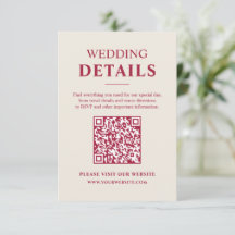 Tarjeta de Detalles de Boda Minimalista de Borgoña
