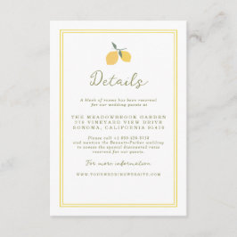 Recepción Tarjeta de Detalles de Boda Minimalista de Limón e