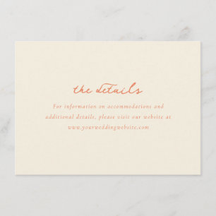 Recepción Tarjeta de Detalles de Boda Minimalista de Melocot