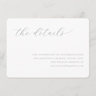 Recepción Tarjeta de Detalles de Boda Minimalista Gris Elega