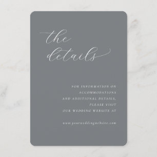Recepción Tarjeta de Detalles de Boda Minimalista Gris Elega