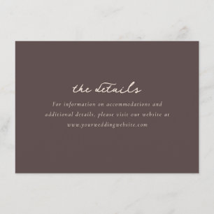 Recepción Tarjeta de Detalles de Boda Minimalista Marrón Ele