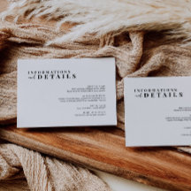 Tarjeta de Detalles de Boda Minimalista Moderna