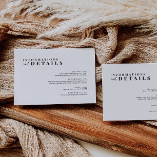 Recepción Tarjeta de Detalles de Boda Minimalista Moderna