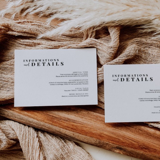 Recepción Tarjeta de Detalles de Boda Minimalista Moderna (Subido por el creador)