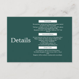 Recepción Tarjeta de Detalles de Boda Minimalista Moderna Ve