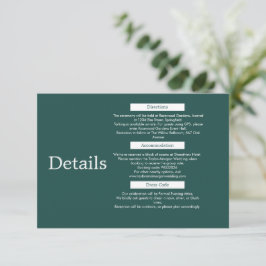 Recepción Tarjeta de Detalles de Boda Minimalista Moderna Ve
