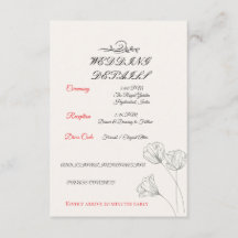 Tarjeta de Detalles de Boda Minimalista Simple