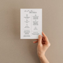 Tarjeta de Detalles de Boda Moderna con Iconos en 