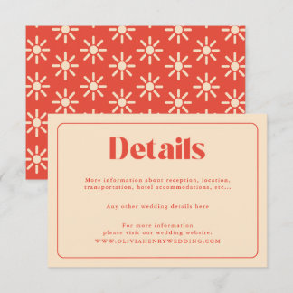 Recepción Tarjeta de Detalles de Boda Moderna Retro Simple