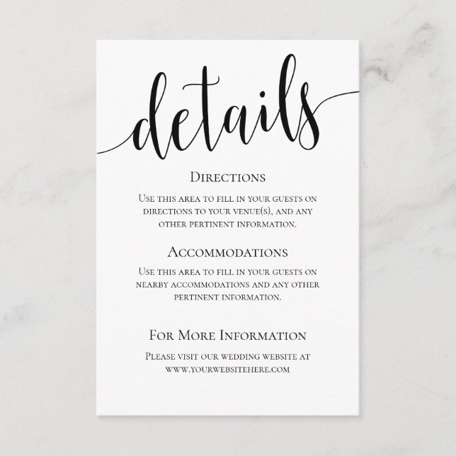 Recepción Tarjeta de Detalles de Boda Moderna 'We Do' (Anverso)