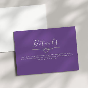 Recepción Tarjeta de Detalles de Boda Morada Moderna