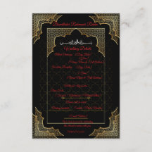 Tarjeta de Detalles de Boda Musulmana de Lujo Negr