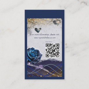 Recepción Tarjeta de Detalles de Boda Navy Silver Gold con C