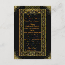 Recepción Tarjeta de Detalles de Boda Negra y Dorada | Elega