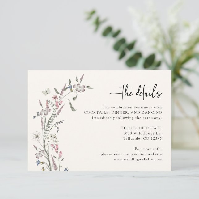 Recepción Tarjeta de Detalles de Boda Pastel (Anverso de pie)
