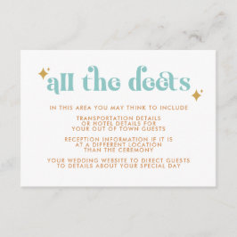 Recepción Tarjeta de Detalles de Boda Playera Retro Moderna