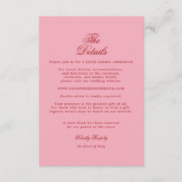 Recepción Tarjeta de detalles de boda retro a rayas rojas ro