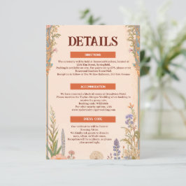 Recepción Tarjeta de detalles de boda Retro Chic