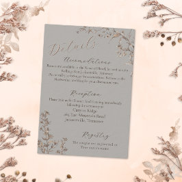 Recepción Tarjeta de Detalles de Boda Rústica Elegante Salvi