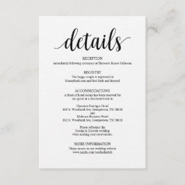 Recepción Tarjeta de Detalles de Boda Rústica Moderna en Neg
