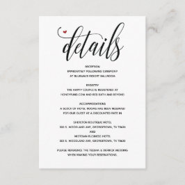 Recepción Tarjeta de detalles de boda rústica moderna v1