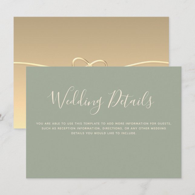 Recepción Tarjeta de Detalles de Boda Simple (Anverso / Reverso)