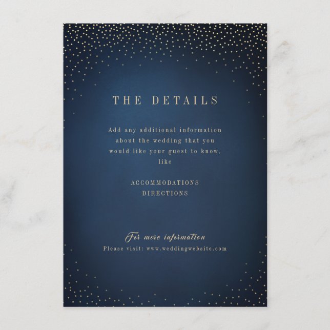 Recepción Tarjeta de detalles de boda simple con brillo en a (Anverso)
