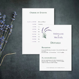 Recepción Tarjeta de Detalles de Boda Simple de Lavanda