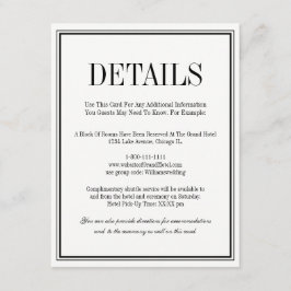 Recepción Tarjeta de detalles de boda simple y elegante