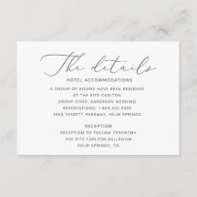 Tarjeta de detalles de boda suave y elegante