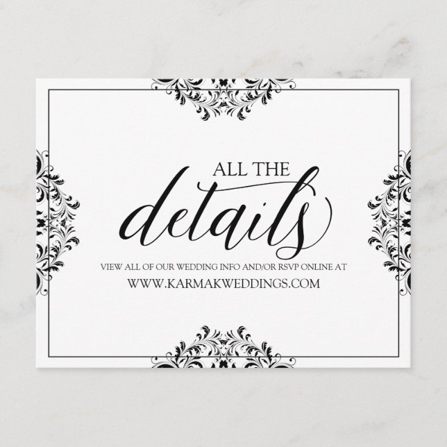 Recepción Tarjeta de Detalles de Boda / Tarjeta de Informaci (Anverso)