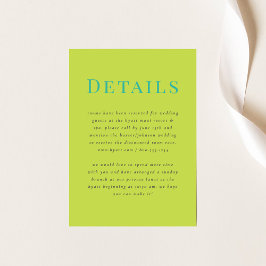 Recepción Tarjeta de detalles de Boda tropical moderna