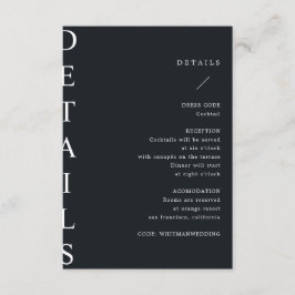 Recepción tarjeta de detalles de boda ultra moderna adjunta