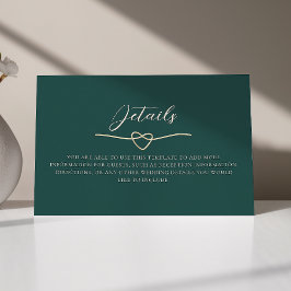 Recepción Tarjeta de Detalles de Boda Verde Esmeralda