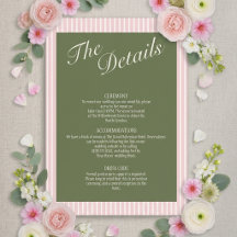 Tarjeta de Detalles de Boda Verde Salvia