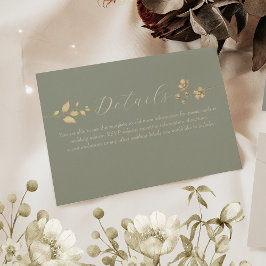 Recepción Tarjeta de detalles de boda verde salvia