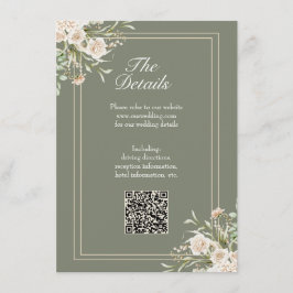Recepción Tarjeta de Detalles de Boda Verde Salvia – Código