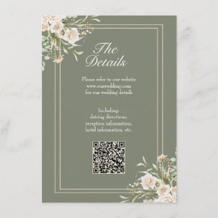 Recepción Tarjeta de Detalles de Boda Verde Salvia – Código