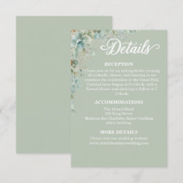 Recepción Tarjeta de Detalles de Boda Verde Salvia Eucalipto