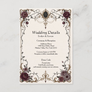 Recepción Tarjeta de Detalles de Boda Victoriana Oscura