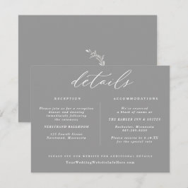 Recepción Tarjeta de detalles de boda vintage elegante gris