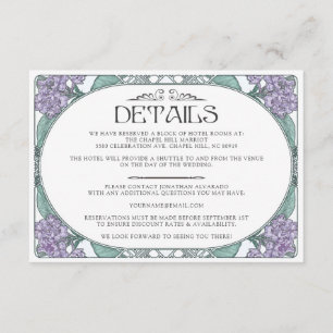 Recepción Tarjeta de detalles de Bodas de Art Nouveau de col