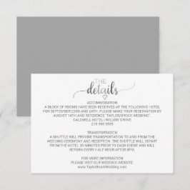 Recepción Tarjeta de detalles de caligrafía de Relieve metal