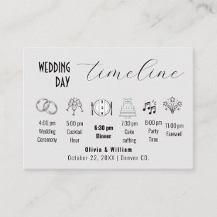 Recepción Tarjeta de Detalles de Cronología de Boda Minimali