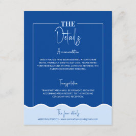 Recepción Tarjeta de detalles de destino azul SIENNA