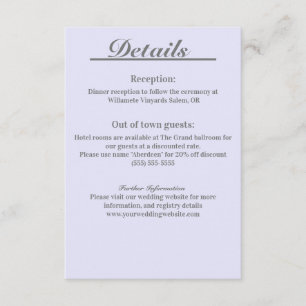 Recepción Tarjeta de detalles de Elegancia Atemporal de Lava