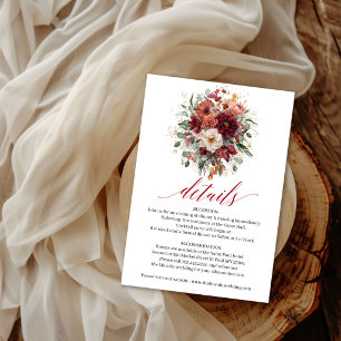 Recepción Tarjeta de detalles de flores de otoño boho de Bor